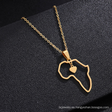 Collar de collar shangjie oem hip hop hop hop hop marque de mapa corazón collar colgante de acero inoxidable collar de mujeres chapadas